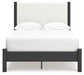 Cadmori Full Upholstered Panel Bed with Mirrored Dresser, Chest and Nightstand