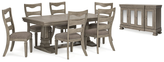 Lexorne Dining Table and 6 Chairs with Storage